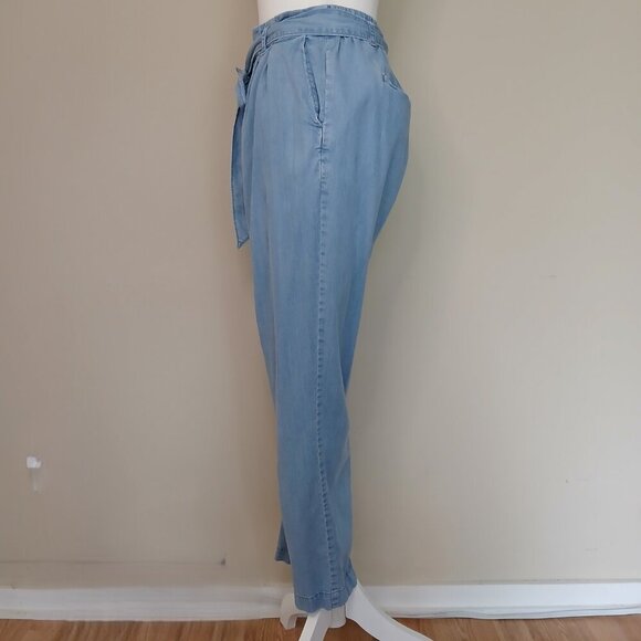 Cartonnier Chambray Paperbag Trousers Blue with Belt Size Medium - Picture 4 of 9
